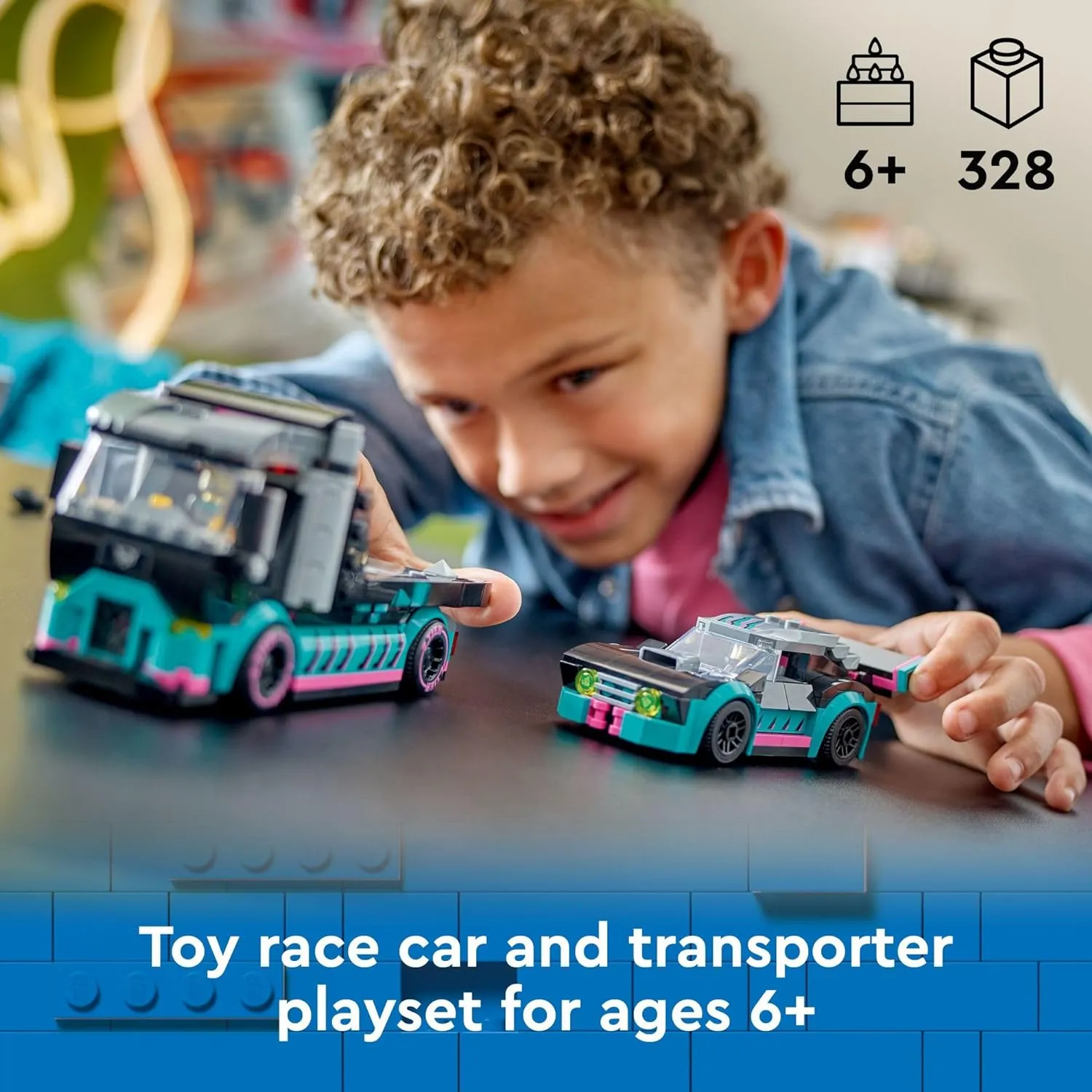 Lego Race Car and Car Carrier Truck (60406)