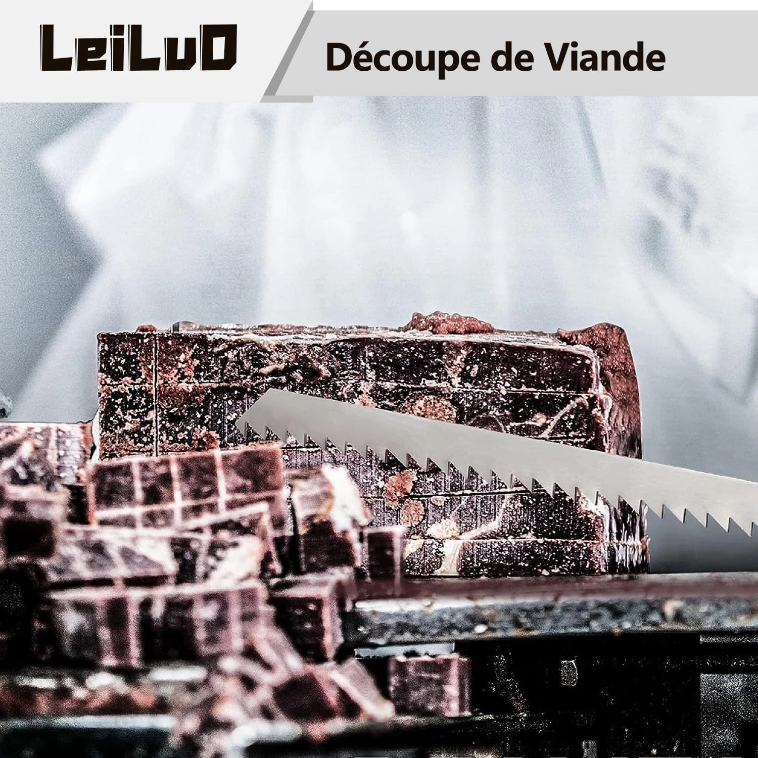 LEILUO 12-Inch Frozen Meat Bone Cutting Reciprocating Saw Blades 5 Piece Stainless Steel Sawzall Blades with Storage Box