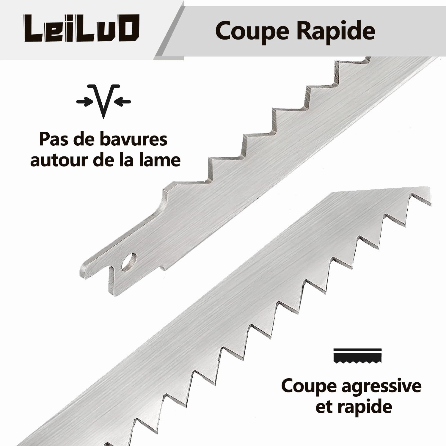 LEILUO 12-Inch Frozen Meat Bone Cutting Reciprocating Saw Blades 5 Piece Stainless Steel Sawzall Blades with Storage Box