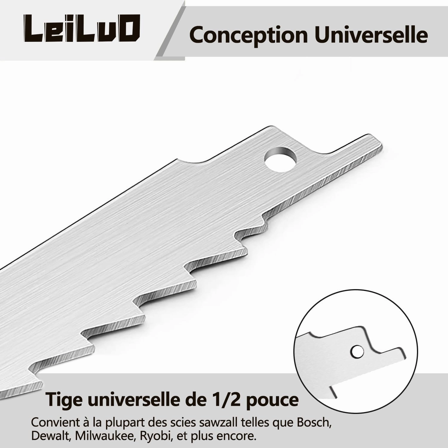 LEILUO 12-Inch Frozen Meat Bone Cutting Reciprocating Saw Blades 5 Piece Stainless Steel Sawzall Blades with Storage Box