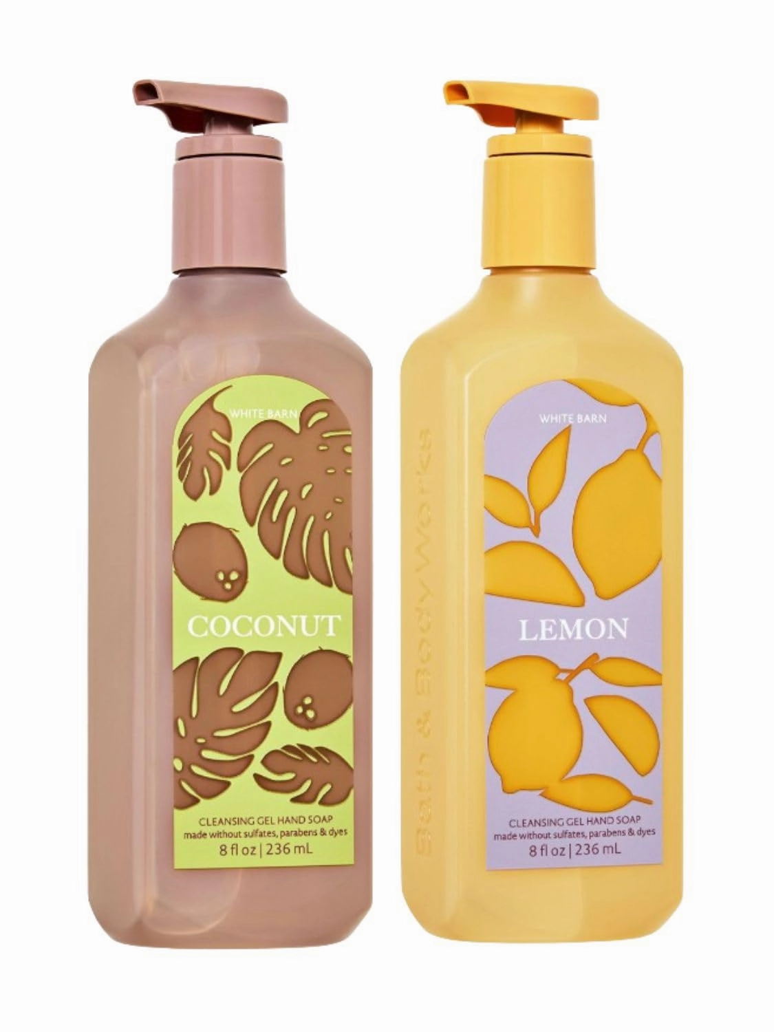 Lemon & Coconut Cleansing Gel Hand Soap 2-Pack – 8 fl oz Each – Sulfate Free, Paraben Free, No Dyes – Refreshing Citrus & Tropical Scented Liquid Soap for Daily Hand Wash – 236 mL Bottles