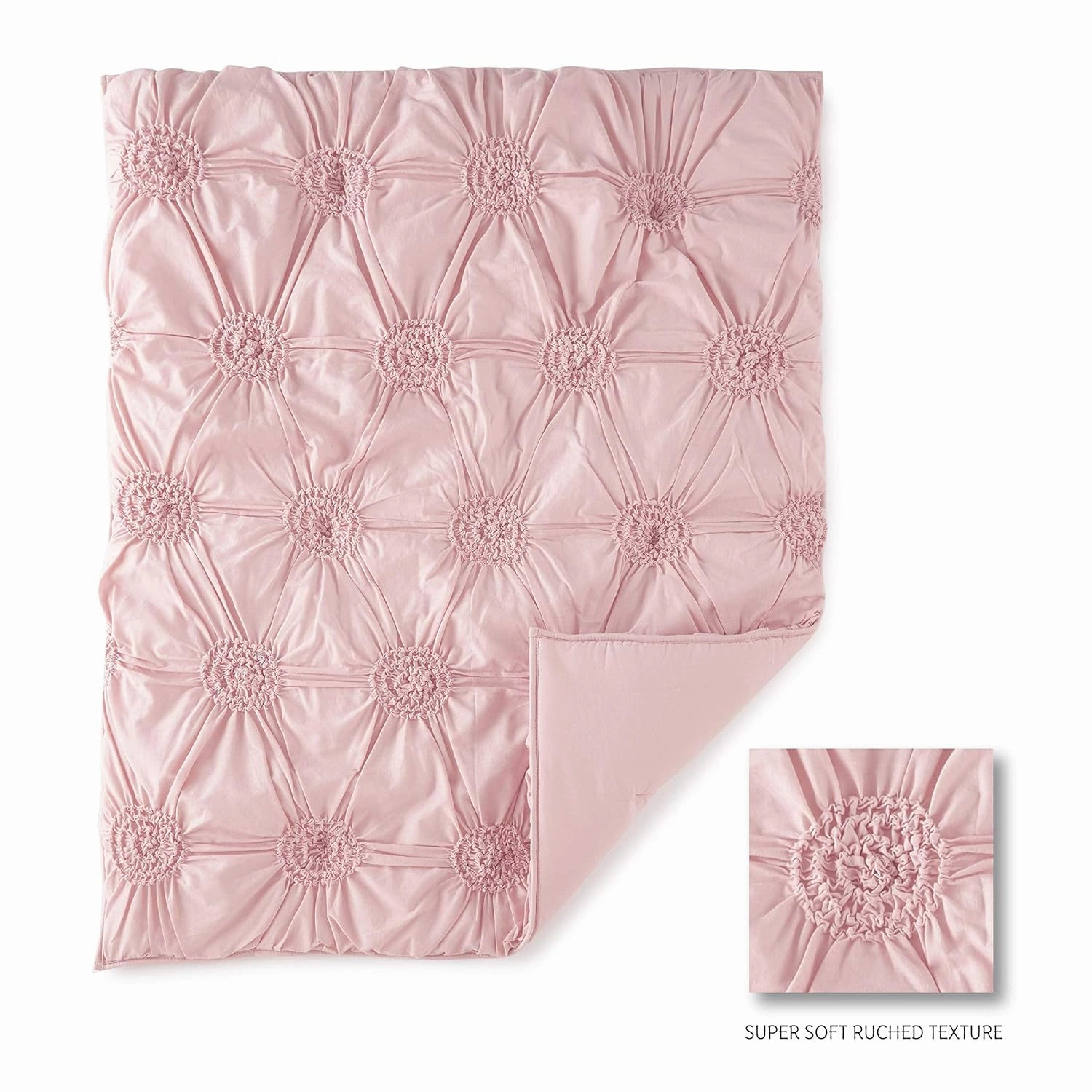 Levtex Baby - Willow Crib Bed Set - Baby Nursery Set - Pink - Soft Rosette Pintuck - 5 Piece Set Includes Quilt, Fitted Sheet, Diaper Stacker, Wall Decal & Crib Skirt/Dust Ruffle
