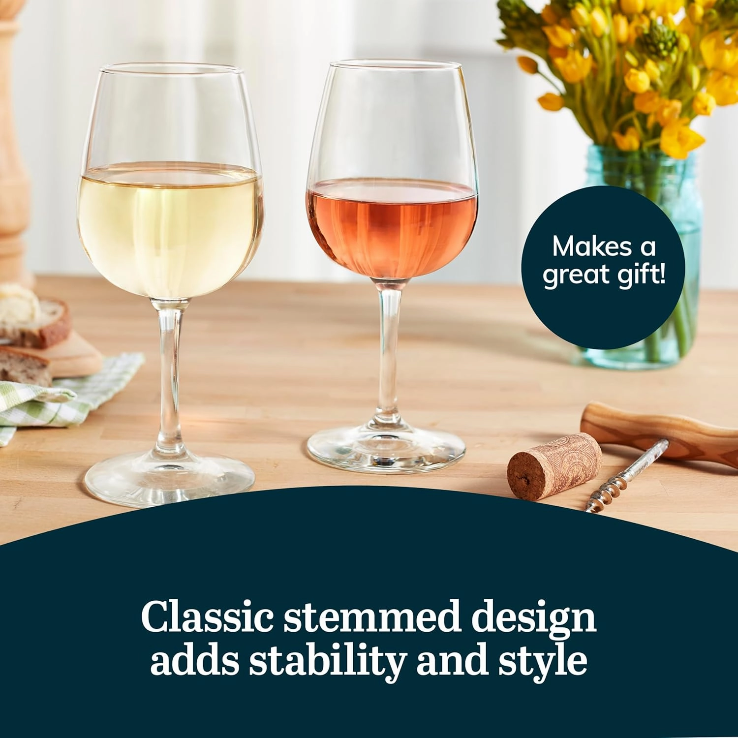Libbey All Purpose Wine Glasses, Classic, Stemmed Red and White Wine Glasses Set of 12, 12.75 Oz Party Wine Glasses for Weddings, Birthdays & More