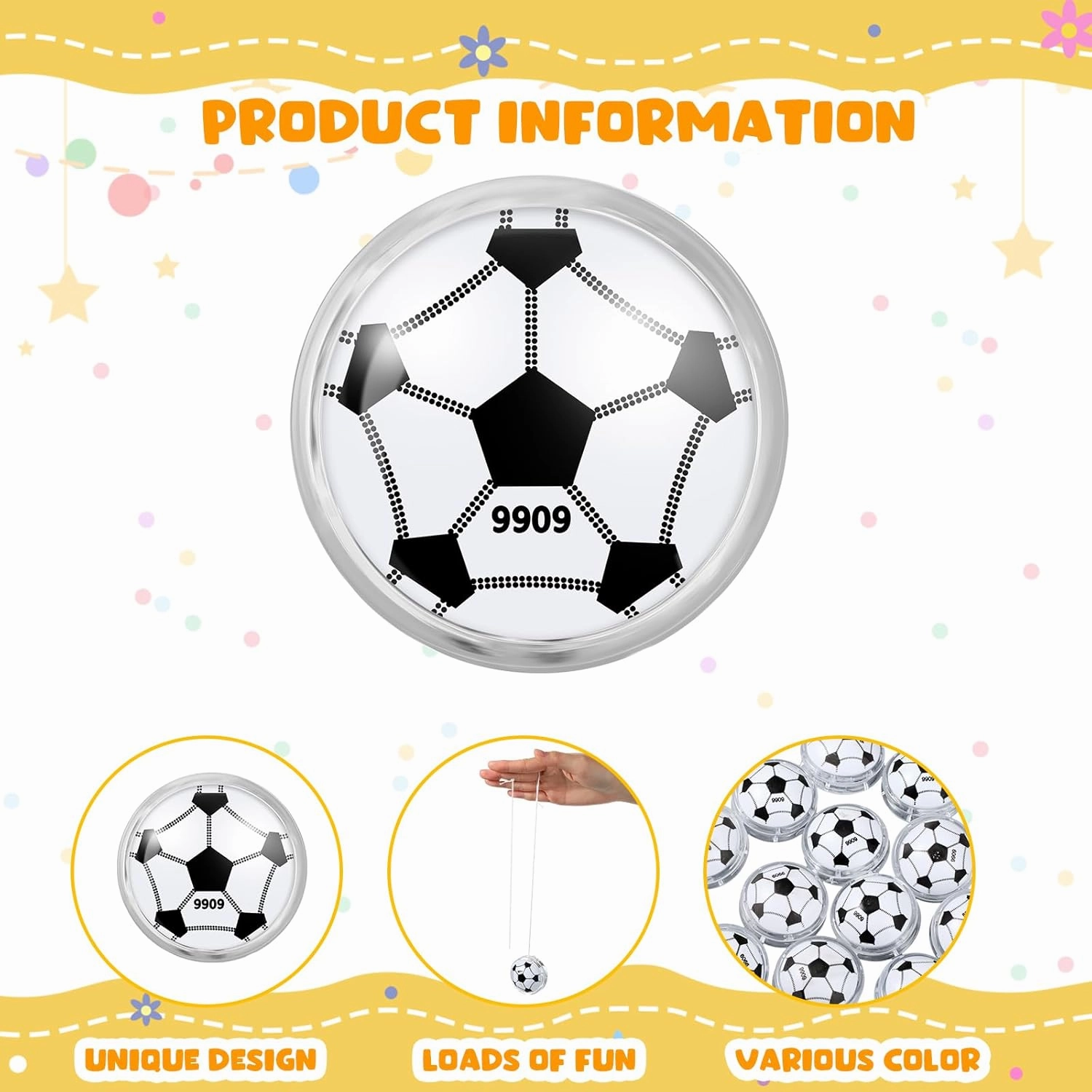 Liliful 50 Pcs Yo Yo Bulk, Yoyos Toys for Boys Girls Party Favors for Birthday Classroom Bag Fillers Carnival Prizes Xmas Gift(Football)