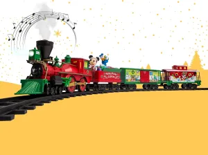 Lionel Disney Battery-Operated Mickey Mouse Express Toy Train Set with Bluetooth, Locomotive, Train Cars, & Track with Authentic Train Sounds, Lights, & Water Vapor Smoke Effects for Kids 4 
