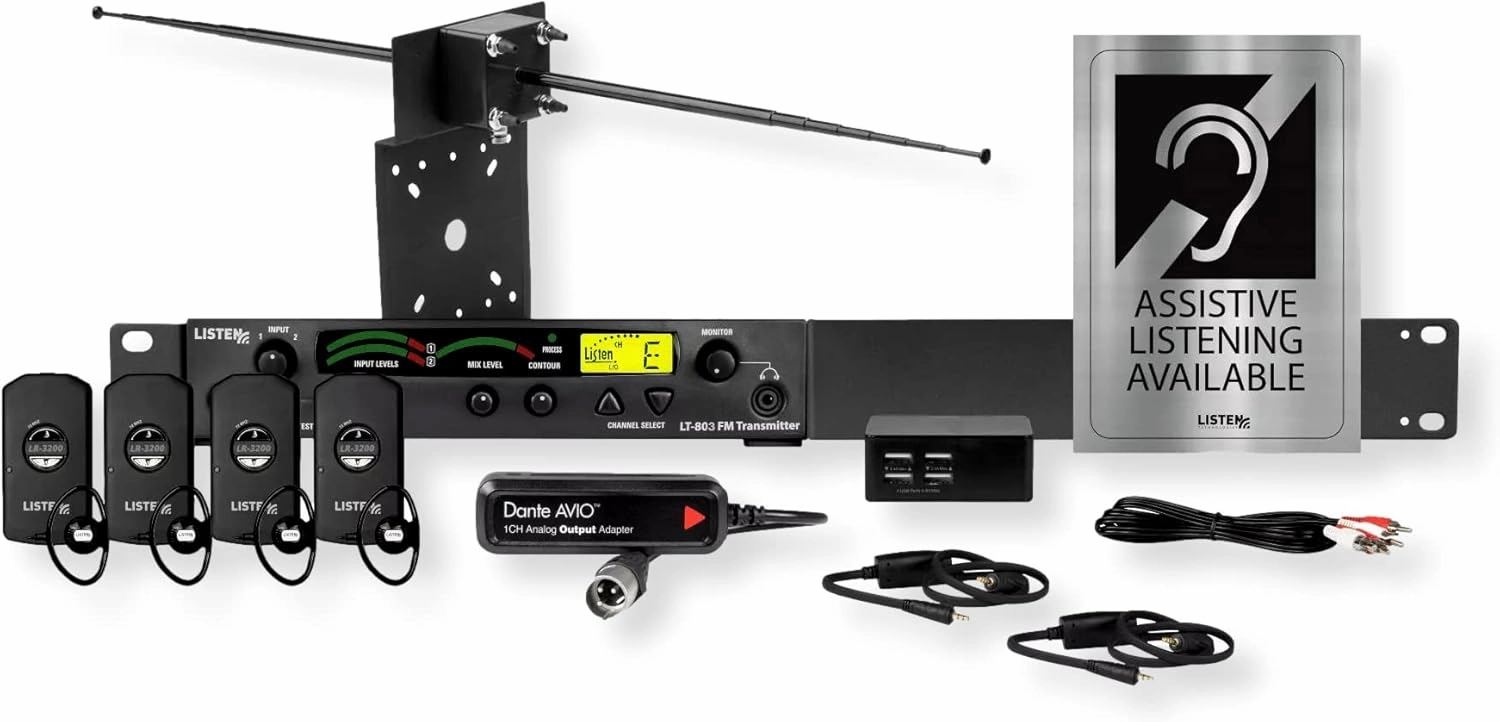 Listen Technologies LS-31-072-D Listen iDSP Essentials Level 2 Stationary System with Dante Adapter Enabled, Long Transmission Range, Digitally Tuned, 62 dB Signal-to-Noise Ratio