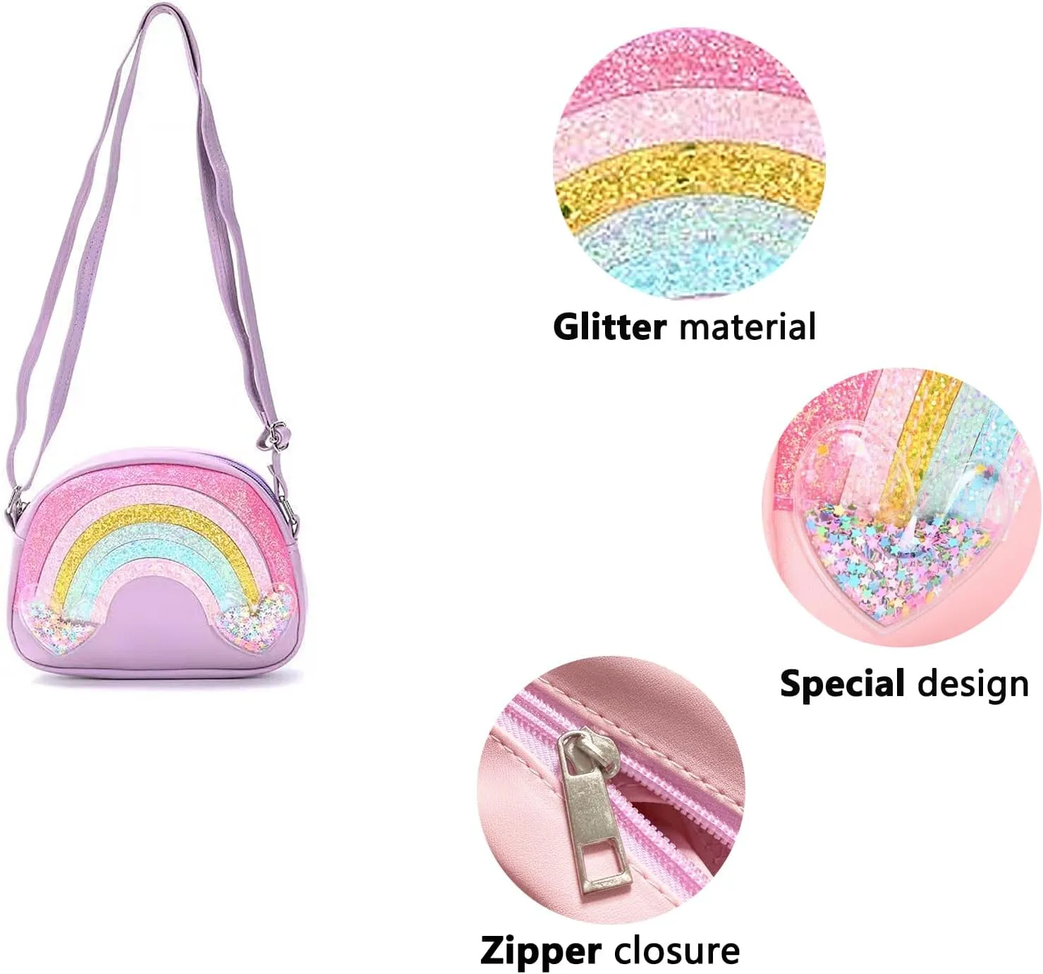 Little Girls Purse for Kids, Cute Toddler Purse, Rainbow Crossbody Bag Gift