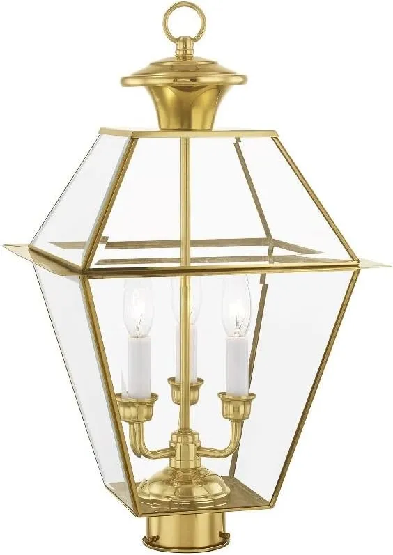 Livex Lighting 2384-61 Westover Charcoal 3 Light Outdoor Post Lantern, 22.00x12.00x12.00