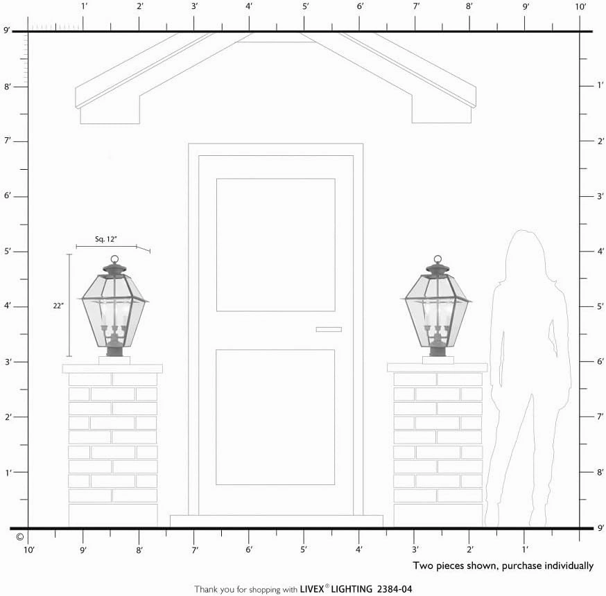 Livex Lighting 2384-02 Traditional Three Light Post-Top Lantern from Westover Collection Cast Finish, 12.00 inches, Polished Brass