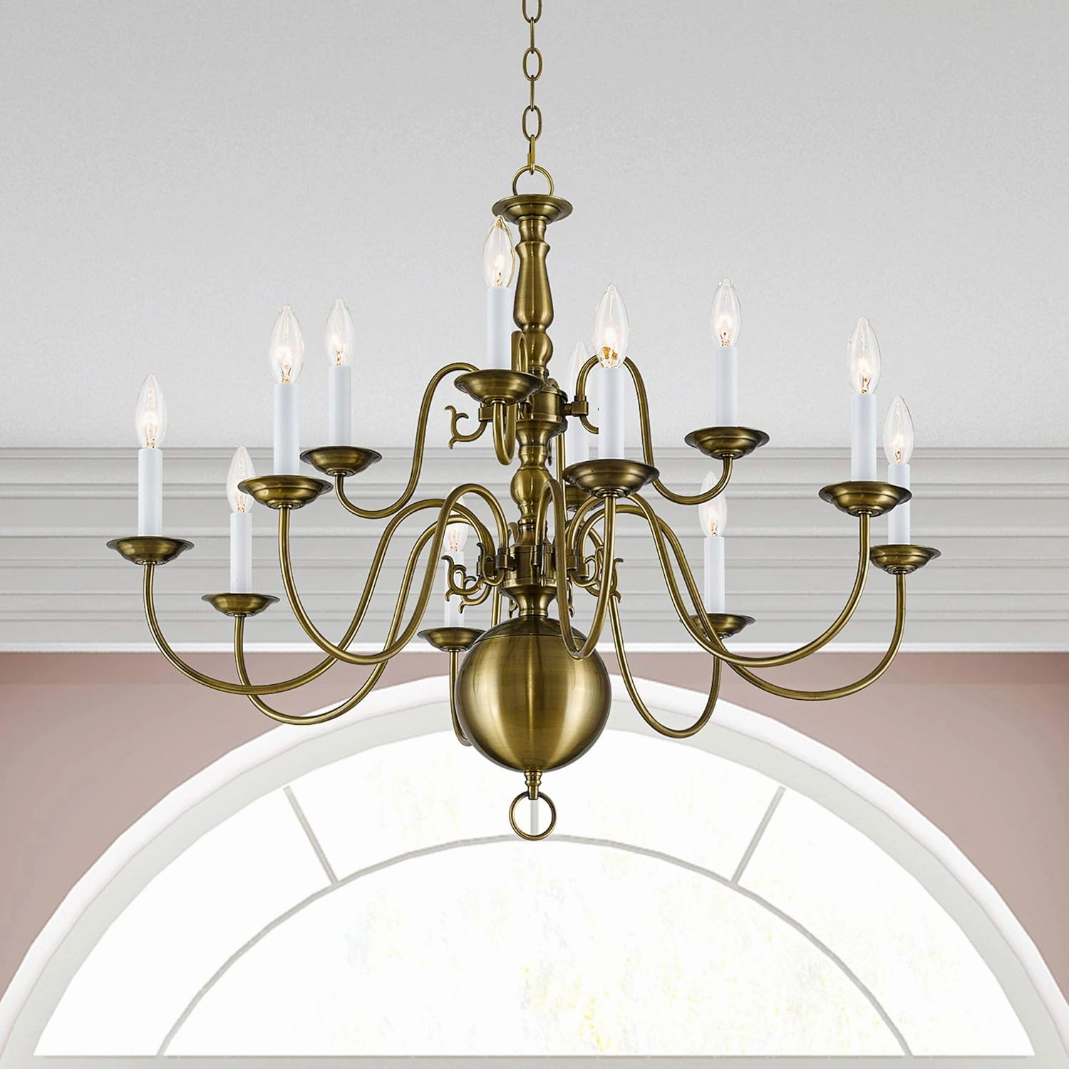 Livex Lighting 5014-01 Williamsburg 12-Light Chandelier, Antique Brass