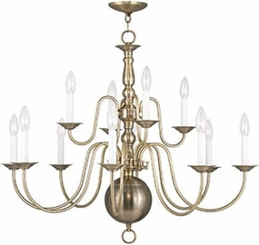Livex Lighting 5014-01 Williamsburg 12-Light Chandelier, Antique Brass