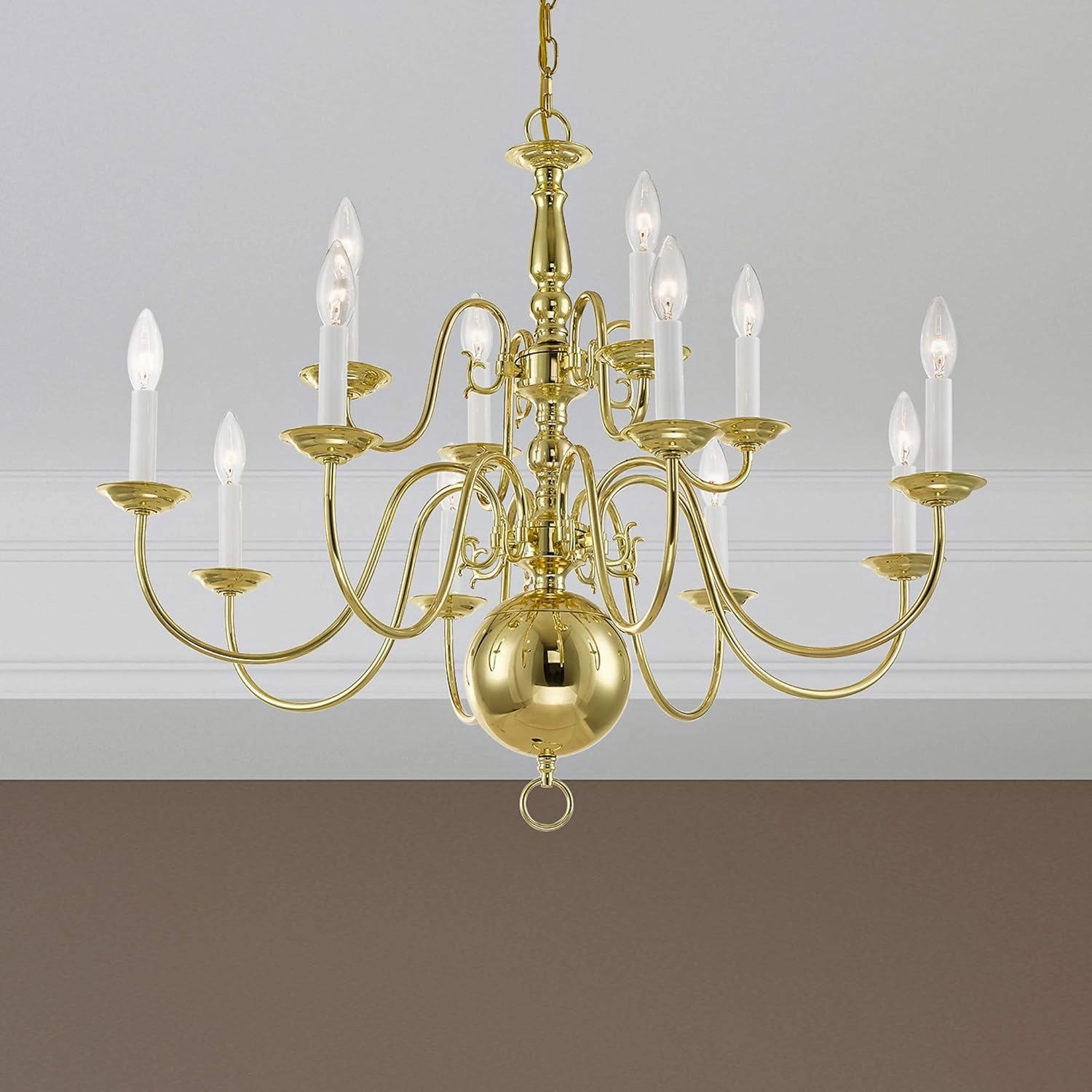 Livex Lighting 5014-02 Williamsburg 12-Light Chandelier, Polished Brass