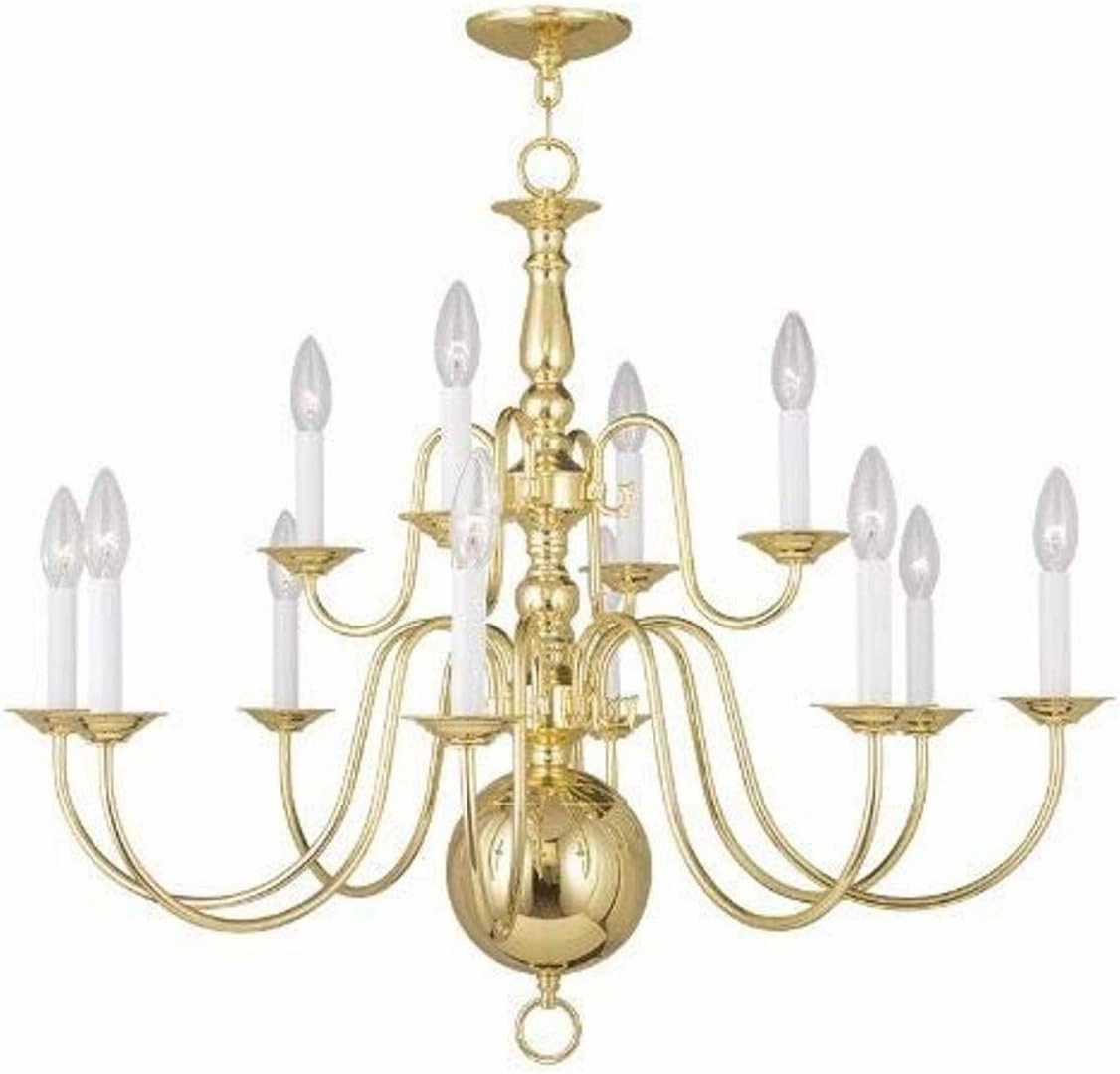 Livex Lighting 5014-02 Williamsburg 12-Light Chandelier, Polished Brass