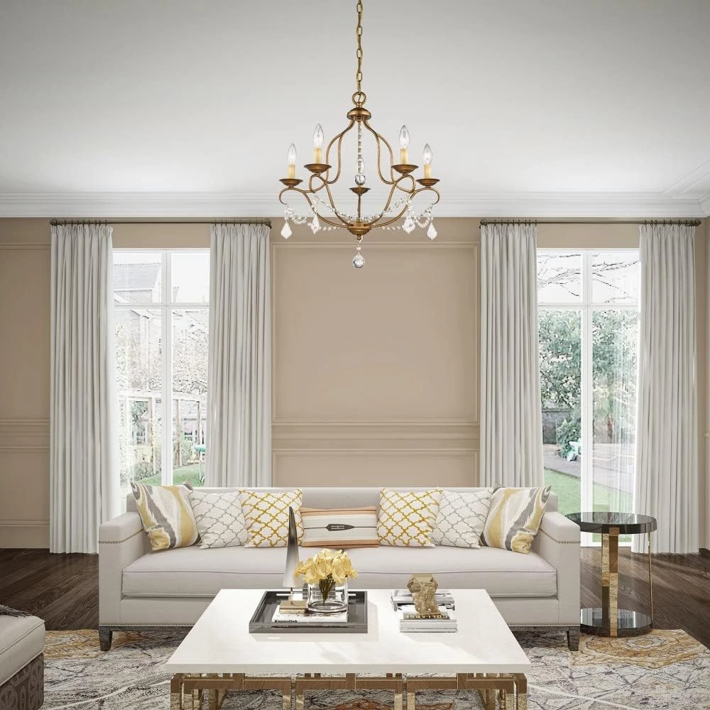 Livex Lighting 6435-48 Chesterfield 5 Light Chandelier, Antique Gold Leaf