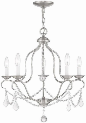 Livex Lighting 6435-91 Chesterfield 5 Light Chandelier, Brushed Nickel
