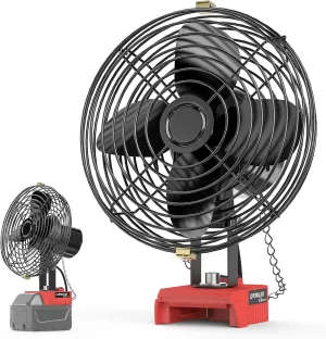 LIVOWALNY Portable Jobsite Fan for Milwaukee 18V Battery, Cordless Works Battery Powered Fan 18V 17W 3500RPM Portable with USB and Type C Charging Port (No Battery)