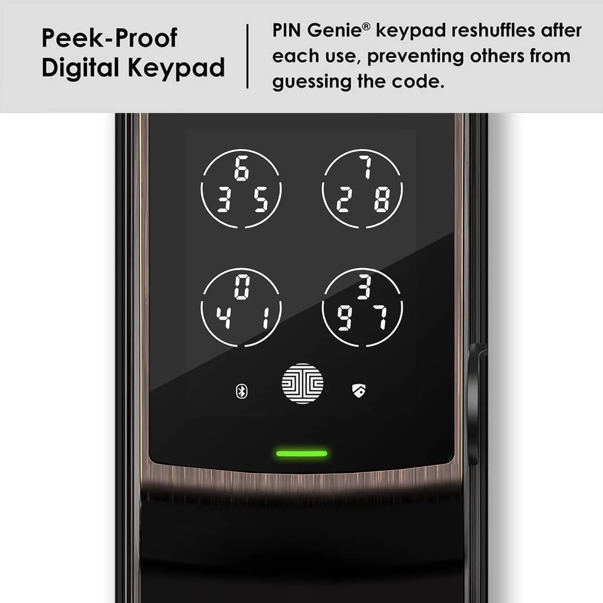 Lockly Secure Pro Deadbolt, Wi-Fi Smart Lock, Keyless Entry Door Lock, Smart Locks for Any Doors, PIN Genie® Keypad, 3D Biometric Fingerprint Sensor, Auto Lock, Rekeying Capability - Venetion Bronze