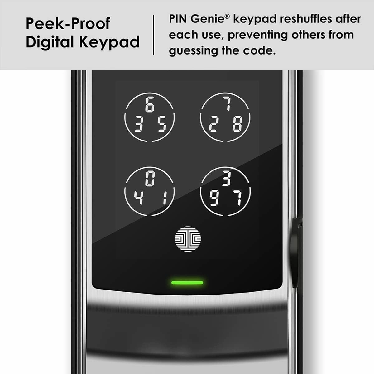 Lockly Secure Pro Deadbolt, Wi-Fi Smart Lock, Keyless Entry Door Lock, Smart Locks for Any Doors, PIN Genie® Keypad, 3D Biometric Fingerprint Sensor, Auto Lock, Rekeying Capability - Satin Nickel