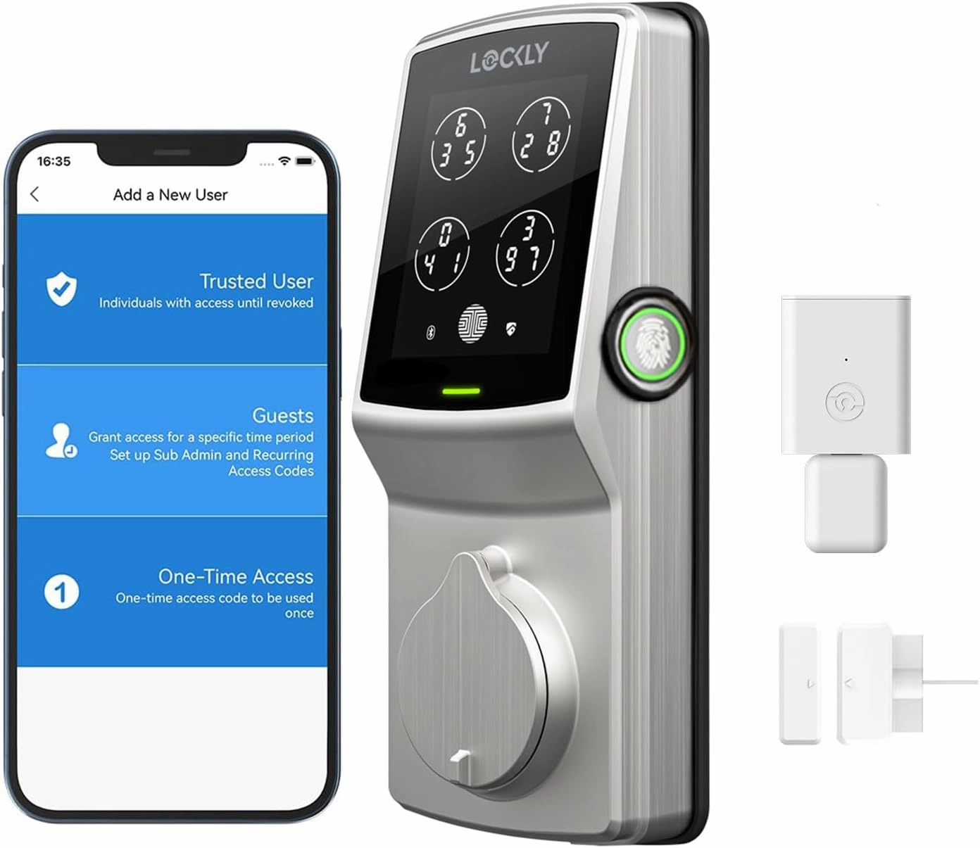Lockly Secure Pro Deadbolt, Wi-Fi Smart Lock, Keyless Entry Door Lock, Smart Locks for Any Doors, PIN Genie® Keypad, 3D Biometric Fingerprint Sensor, Auto Lock, Rekeying Capability - Satin Nickel