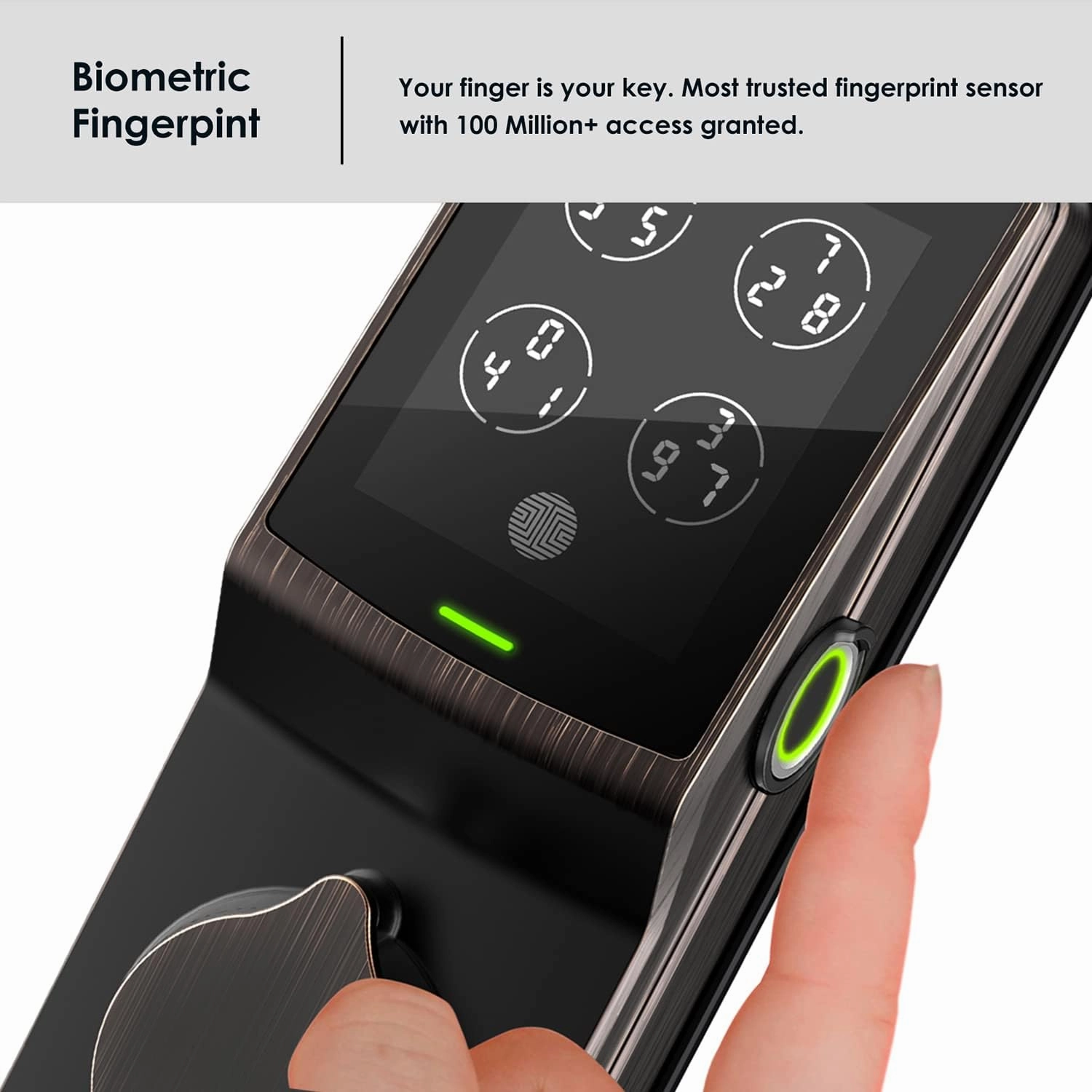 Lockly Secure Pro Wi-Fi Smart Door Lock, Keyless Entry with PIN Genie® Digital Keypad, 3D Biometric Fingerprint Sensor Front Door Lock Deadbolt, Voice Control & Auto Lock - Left Fingerprint Edition