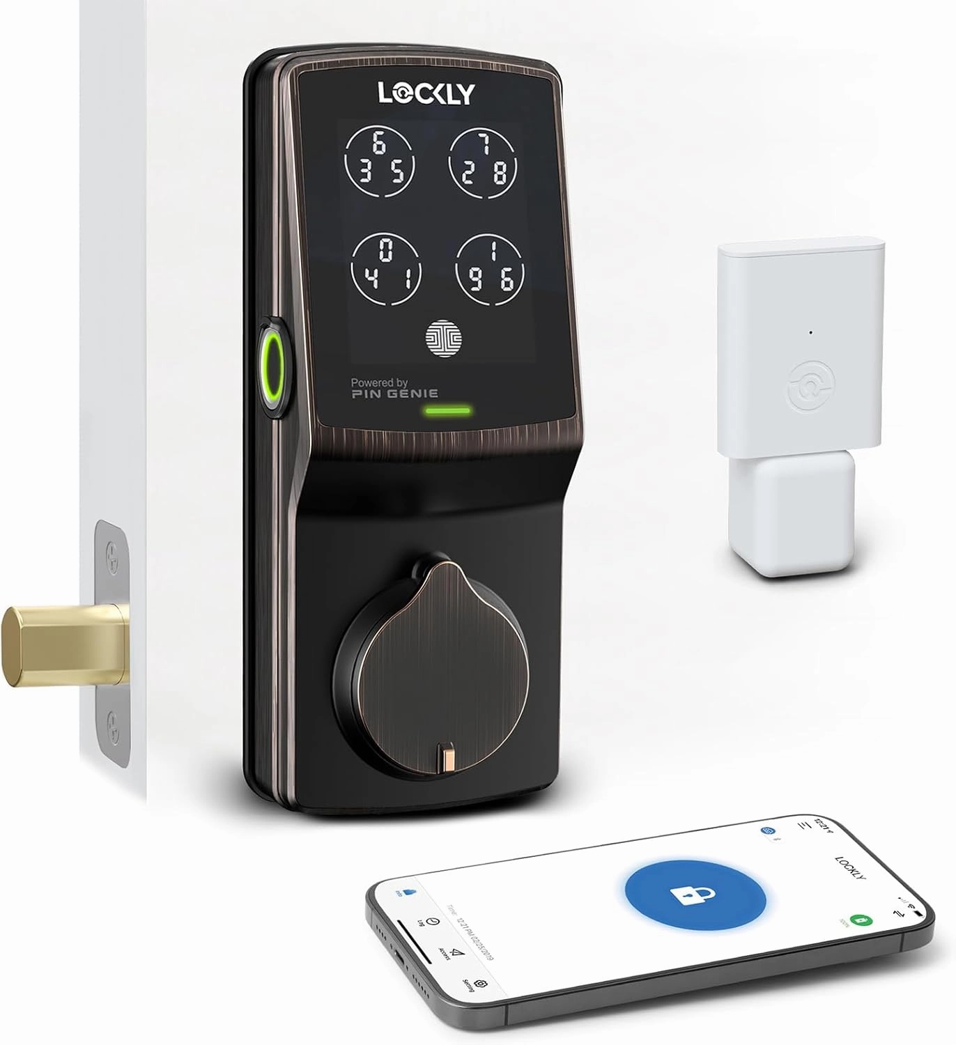 Lockly Secure Pro Wi-Fi Smart Door Lock, Keyless Entry with PIN Genie® Digital Keypad, 3D Biometric Fingerprint Sensor Front Door Lock Deadbolt, Voice Control & Auto Lock - Left Fingerprint Edition