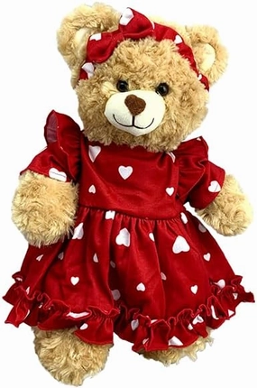 Lotta Love Red Heart Dress with Headband for Stuffed Animals, Fits Most 14''-18'' Plush Toys, Outfit for Build-a-Bear, Teddy Bears, and Soft Plushies