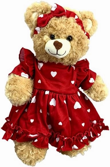 Lotta Love Red Heart Dress with Headband for Stuffed Animals, Fits Most 14''-18'' Plush Toys, Outfit for Build-a-Bear, Teddy Bears, and Soft Plushies