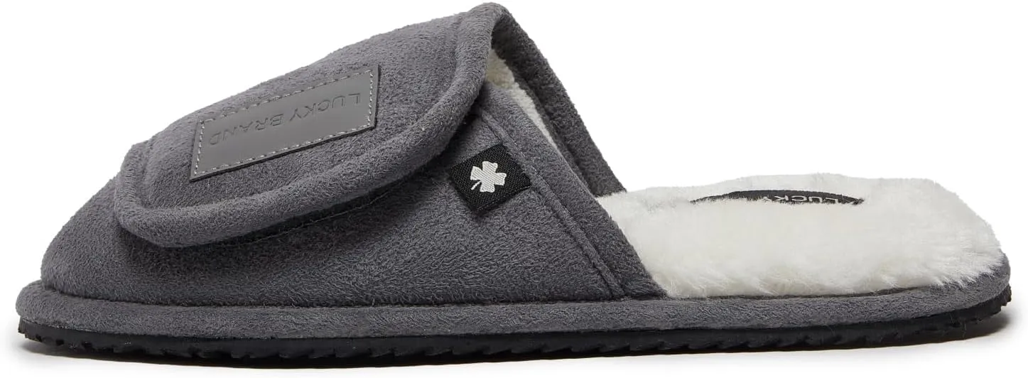 Lucky Brand Boys Slippers - Fuzzy Non Slip Memory Foam House Slippers for Kids - Plush Soft Rubber Sole Bedroom Shoes