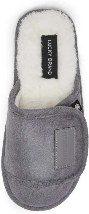 Lucky Brand Boys Slippers - Fuzzy Non Slip Memory Foam House Slippers for Kids - Plush Soft Rubber Sole Bedroom Shoes