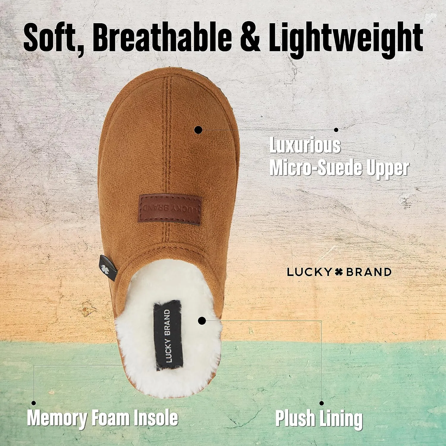 Lucky Brand Boys Slippers - Fuzzy Non Slip Memory Foam House Slippers for Kids - Plush Soft Rubber Sole Bedroom Shoes