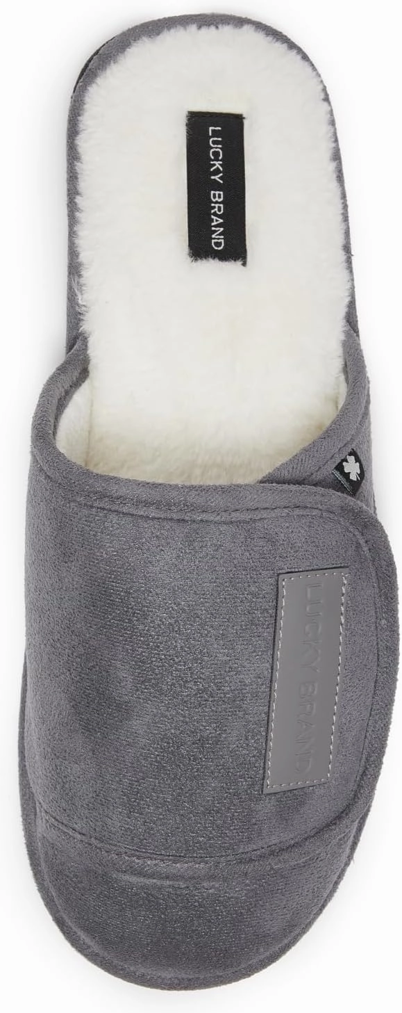 Lucky Brand Micro-Suede Scuff Indoor Slippers for Men with Plush Lining