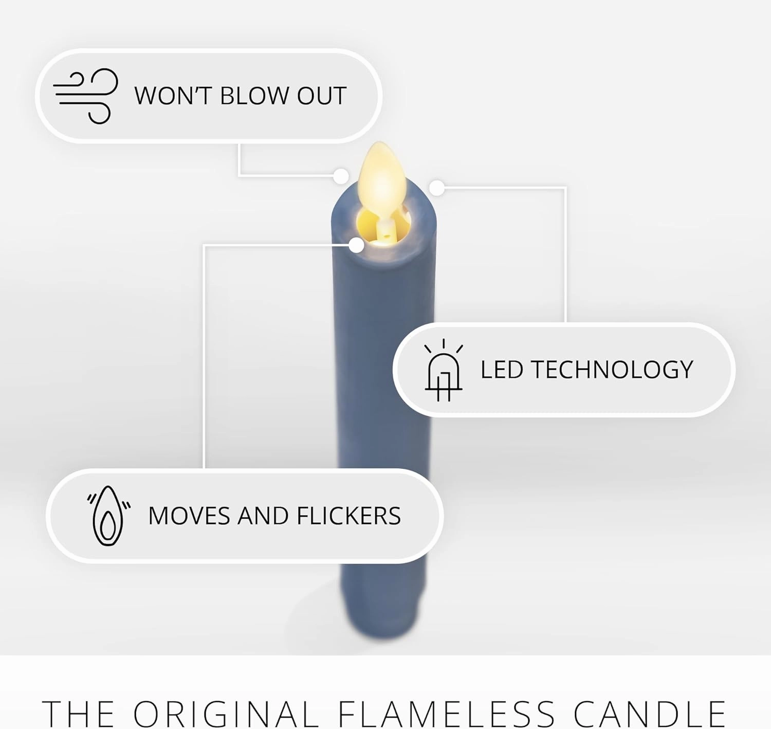 Luminara - Flameless Battery Operated Taper Candle - Spring Lake - Pack of 2-1x9.75 - LED Flickering Flame - Realistic Safe for Home Kids and Pets