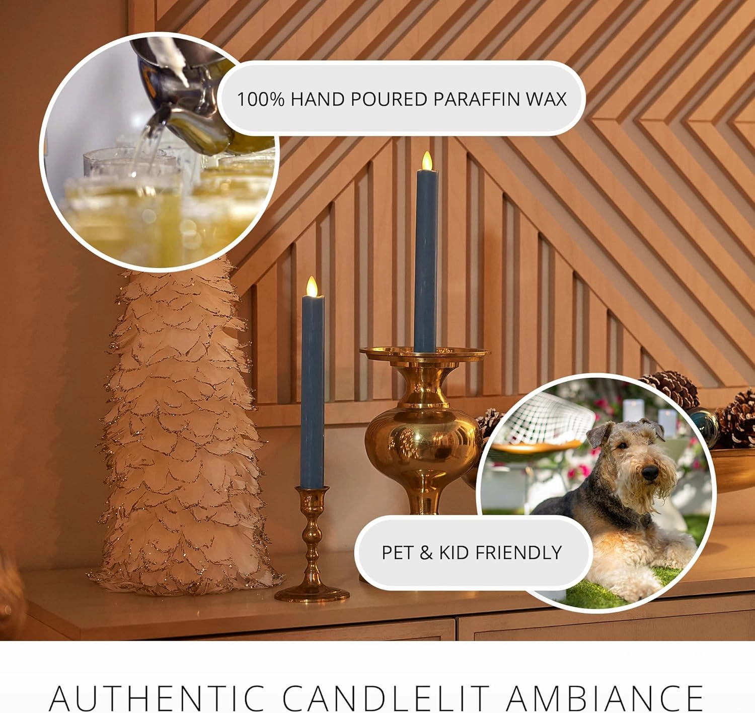 Luminara - Flameless Battery Operated Taper Candle - Spring Lake - Pack of 2-1x9.75 - LED Flickering Flame - Realistic Safe for Home Kids and Pets