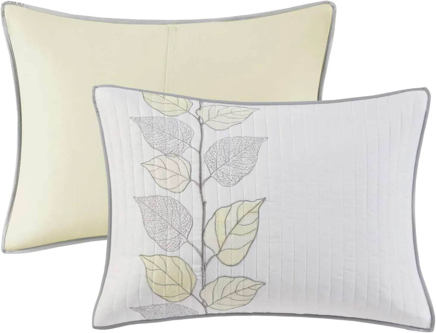 Madison Park Caelie Quilt Modern Classic Design All Season, Breathable Coverlet Lightweight Bedding Set, Matching Shams, Decorative Pillow, Full/Queen(90"x90"), Leaf Yellow 6 Piece