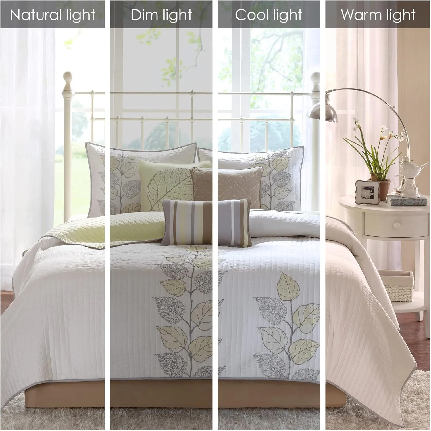 Madison Park Caelie Quilt Modern Classic Design All Season, Breathable Coverlet Lightweight Bedding Set, Matching Shams, Decorative Pillow, Full/Queen(90"x90"), Leaf Yellow 6 Piece