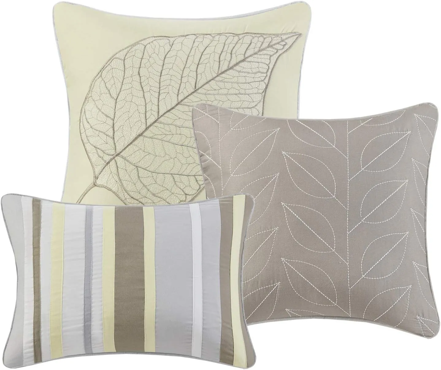 Madison Park Caelie Quilt Modern Classic Design All Season, Breathable Coverlet Lightweight Bedding Set, Matching Shams, Decorative Pillow, Full/Queen(90"x90"), Leaf Yellow 6 Piece