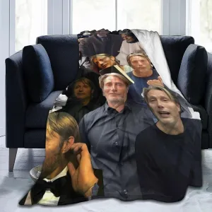 Mads Mikkelsen Blanket Flannel Fleece Printed Throw Blankets Ultra Soft Micro Warm Blanket for All Season Bedding Chair Sofa Couch Bed 50"x40"