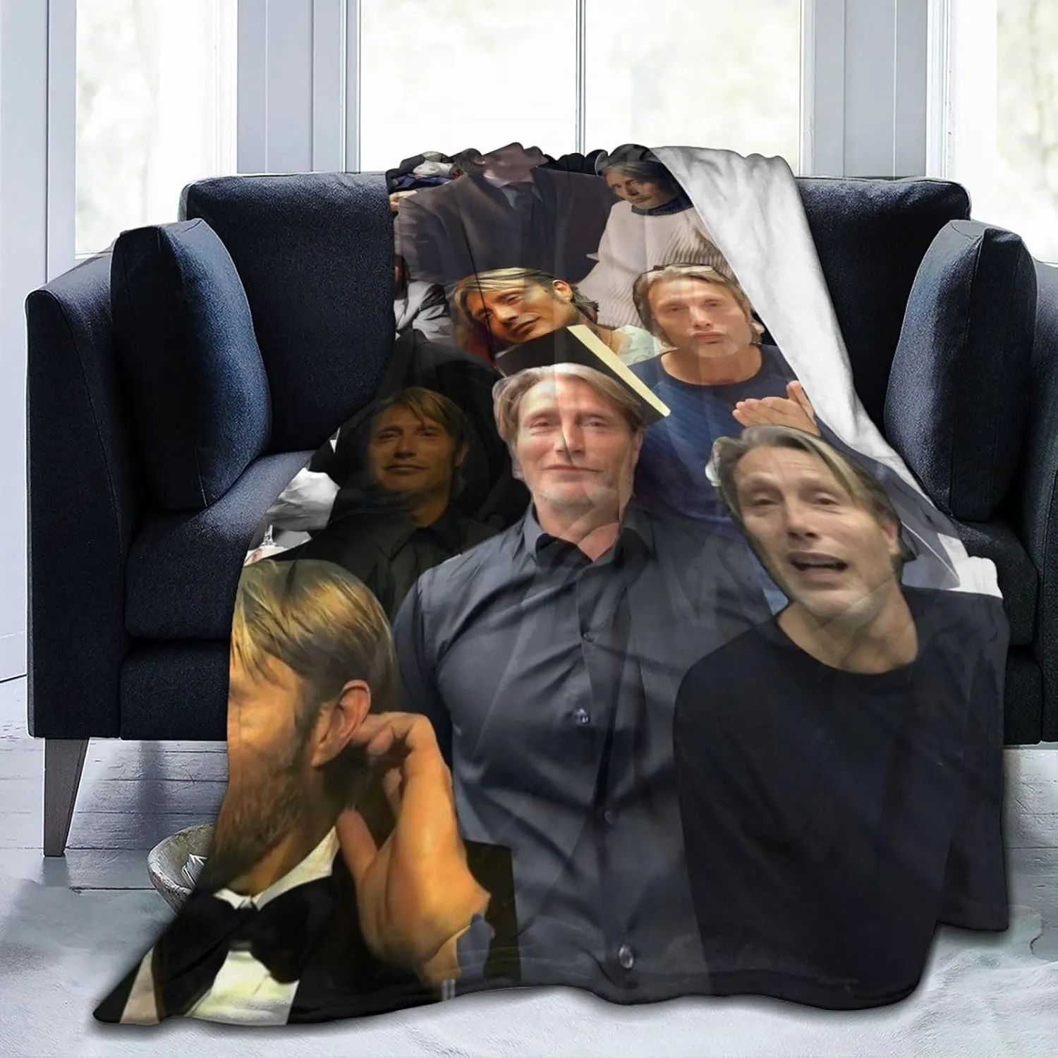 Mads Mikkelsen Blanket Flannel Fleece Printed Throw Blankets Ultra Soft Micro Warm Blanket for All Season Bedding Chair Sofa Couch Bed 50"x40"