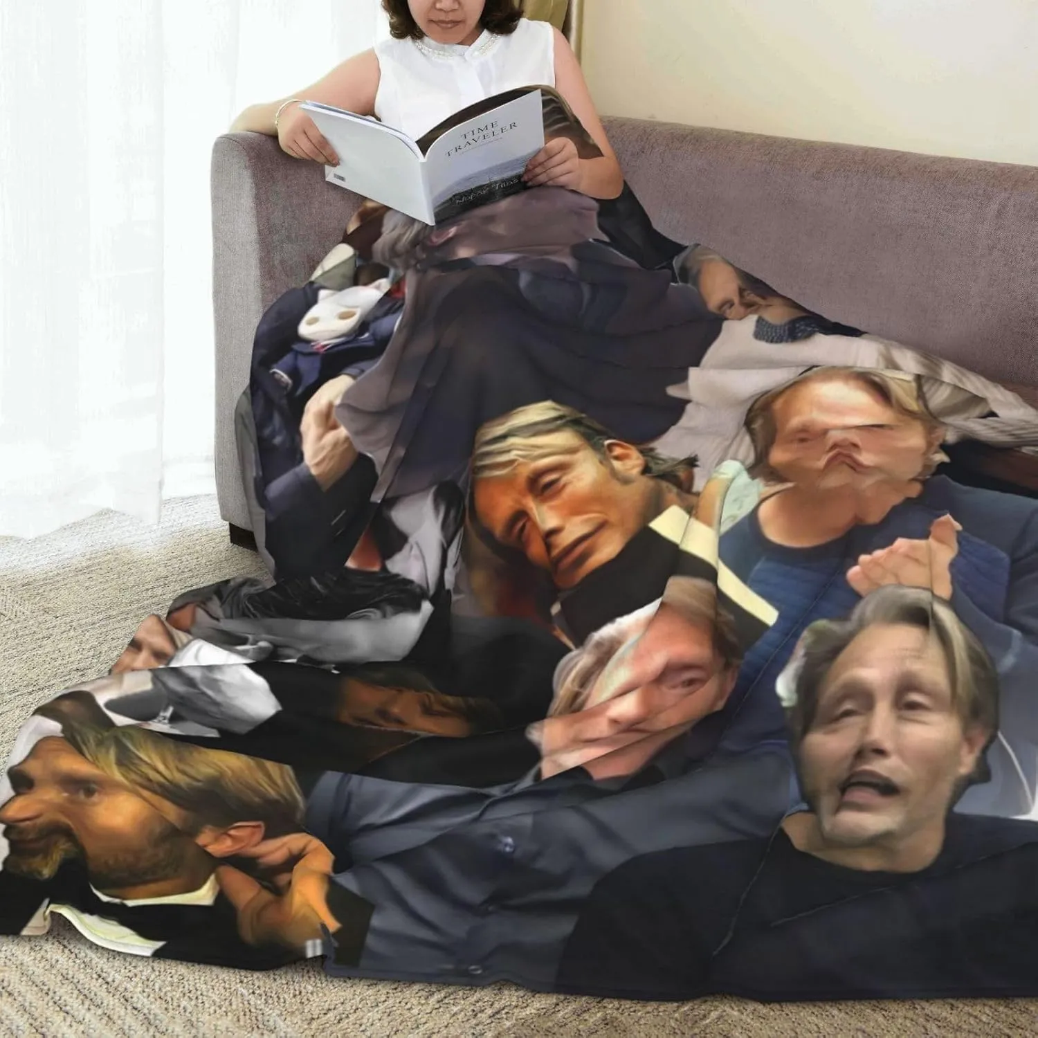 Mads Mikkelsen Blanket Flannel Fleece Printed Throw Blankets Ultra Soft Micro Warm Blanket for All Season Bedding Chair Sofa Couch Bed 50"x40"