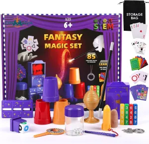 Magic Kit for Kids, Fantasy 85 Magic Tricks Set, Magic Set with Magic Wand for Party Gifts, Ideal Christmas Birthday Educational Magic Gadget Toys with Video Instructions