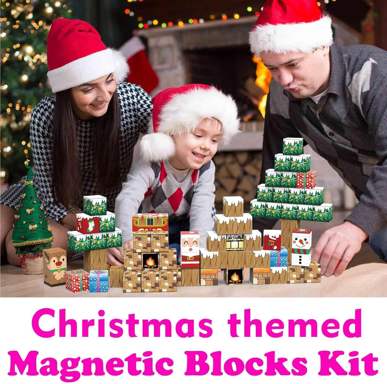 Magnetic Blocks Christmas Themed Building Toys for Kids Ages 3  STEM Toys for Boys Age 3 4 5 6 7 8 Year Old Girls Gift Idear