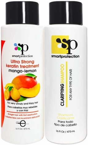 Mango-Lemon Ultra Strong Keratin Treatment with Clarifying Shampoo 16oz by Smart Protection