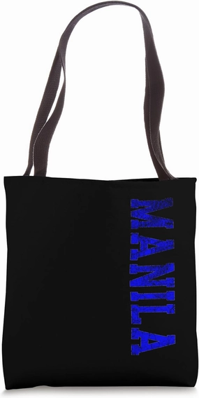 Manila Philippines Retro Blue Vertical Text Classic Tote Bag