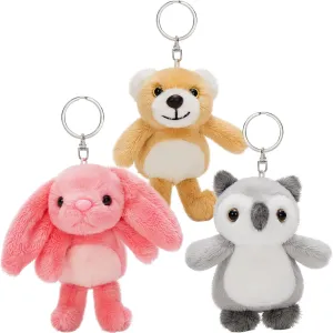MaoGoLan 3Pcs Stuffed Animals Keychain Toys,Small Owl,Bunny,Bear Bulk Forest Plush Keyring Pendants for Backpack,Purse,Handbag,Goody Bag Ornament for Goody Bag