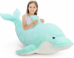 MaoGoLan 47 inch Giant Dolphin Stuffed Animal for Kids Toddlers, Plush Dolphin Body Pillow for Girls - Gift for Adults Girlfriend Women Christmas Easter Valentine's Day