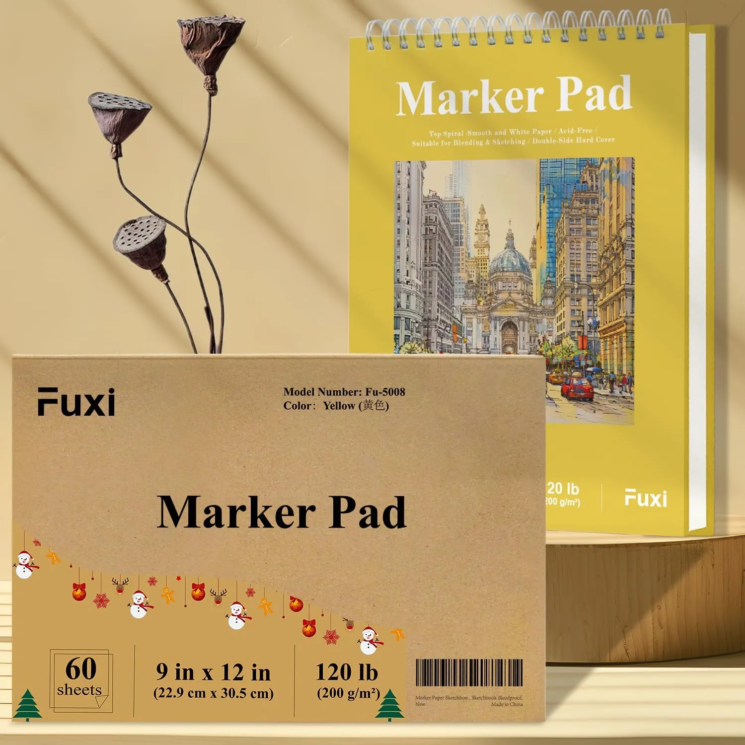 Marker Paper Sketchbook, 9"X12" Alcohol Marker Paper, 60 Sheets (200gsm/ 120lb) Marker Sketchbook Bleedproof, Professional Art Supplies for Adults & Teens.