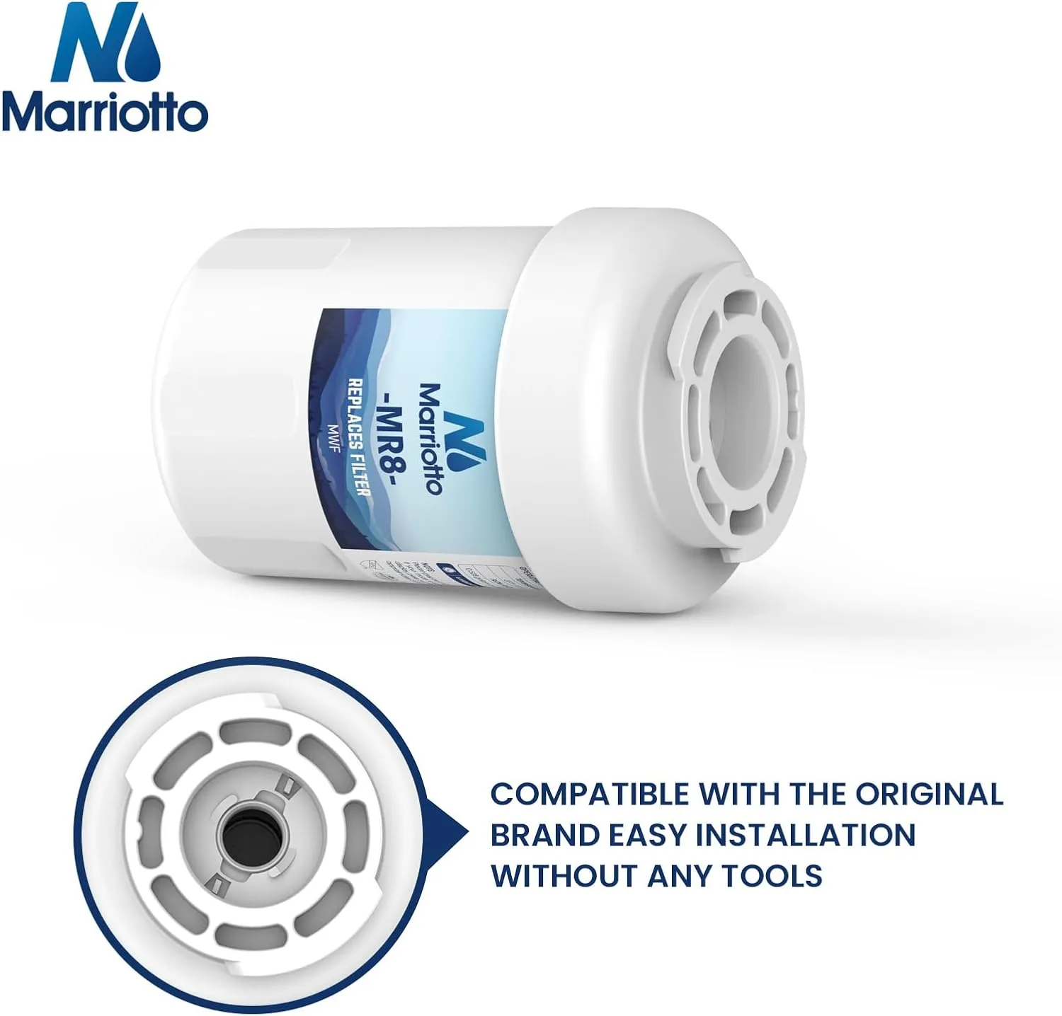 MARRIOTTO Smart Water Filters for Refrigerators NSF 42 Certified Cartridges Compatible with MWF, MWFA, MWFP, GWF, GWFA, 46-9991, HDX FMG-1, WFC1201, 4 Pack