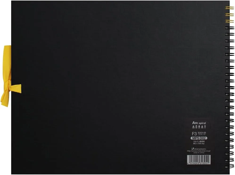 Maruman S313-05 Sketchbook F3 Art Spiral Drawing Paper, Thick, Black, 24 Sheets