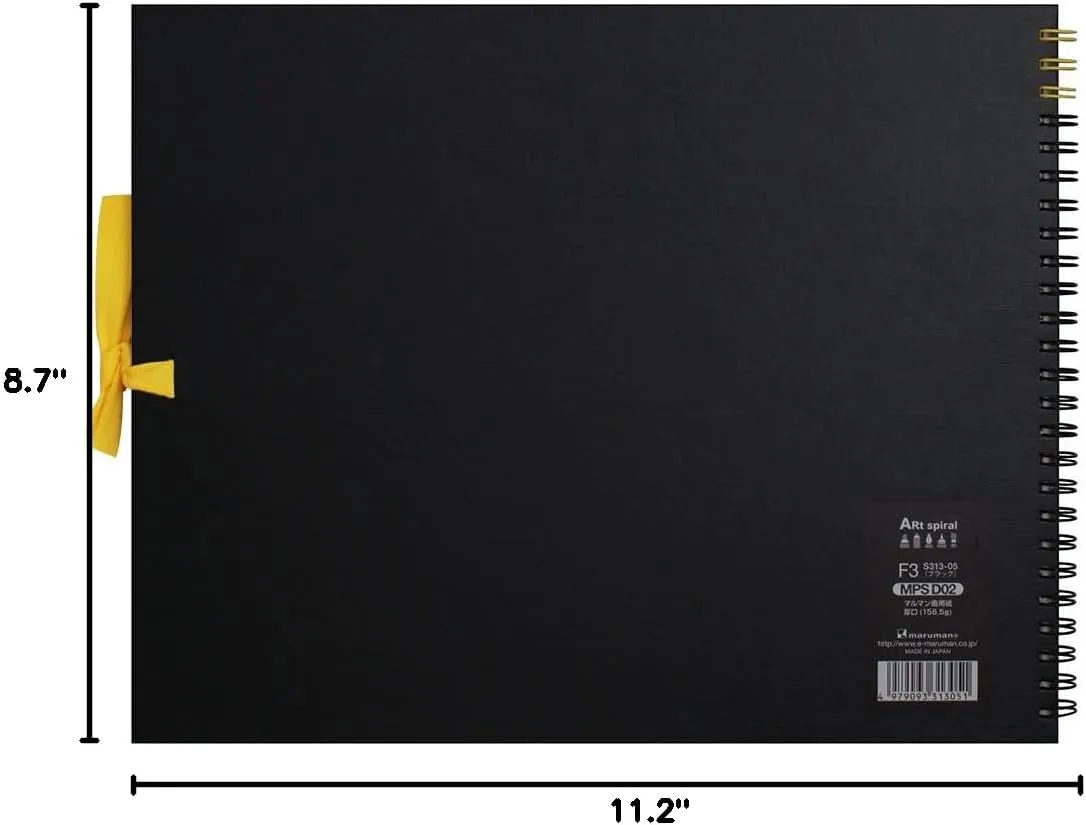 Maruman S313-05 Sketchbook F3 Art Spiral Drawing Paper, Thick, Black, 24 Sheets