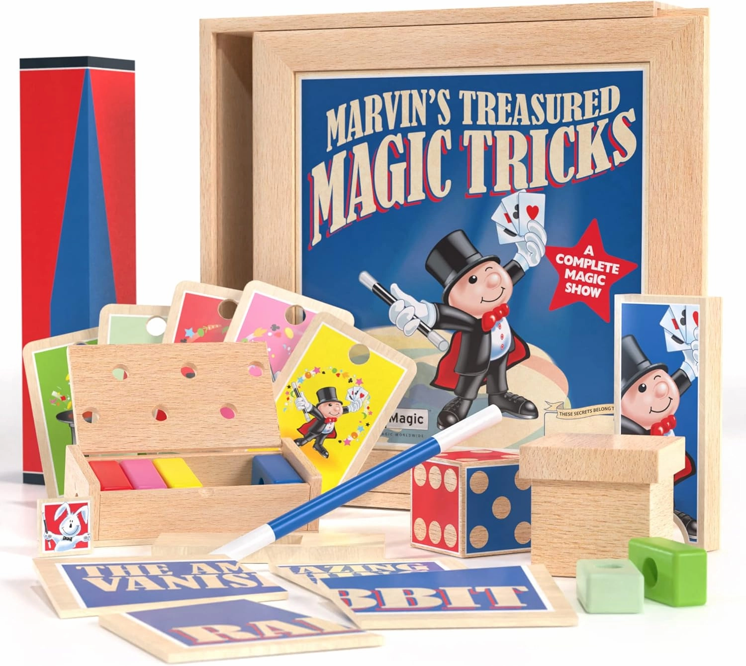 Marvin's Magic - Treasured Magic Tricks - Wooden Deluxe Magic Set - Gifts for Kids, Kids Toys, Full Set, Tricks for Adults - with Vanishing Rabbit Illusion, Amazing Rising Cards & More